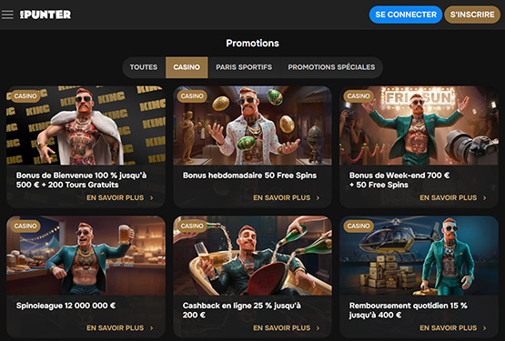 Page des promotions du casino MrPunter