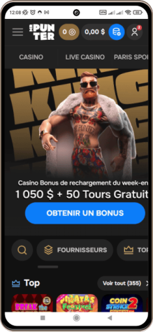 Capture d'écran de la page principale de MrPunter Casino sur mobile