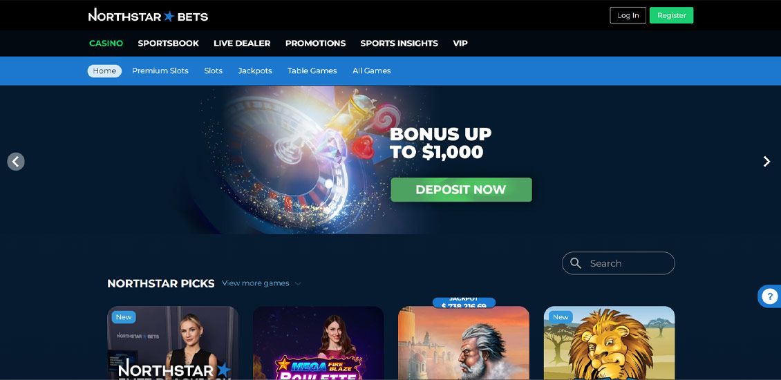 Main Page of NorthStar Casino Site