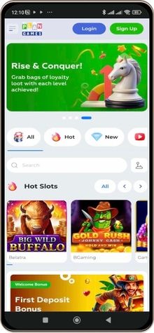 Mobile screenshot of the Plangames Casino main page