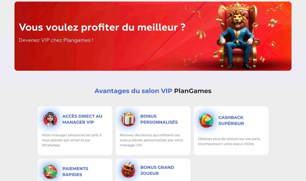 Plangames casino vip page de programmation