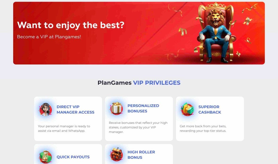 Plangames casino vip programm page