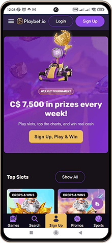 Image de l'écran mobile du casino Playbet