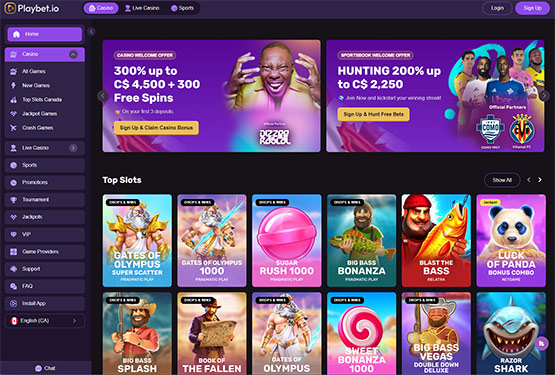 Playbet.io Casino - Home Page