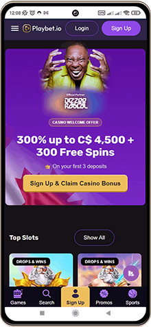 Image of Playbet Casino mobile screen