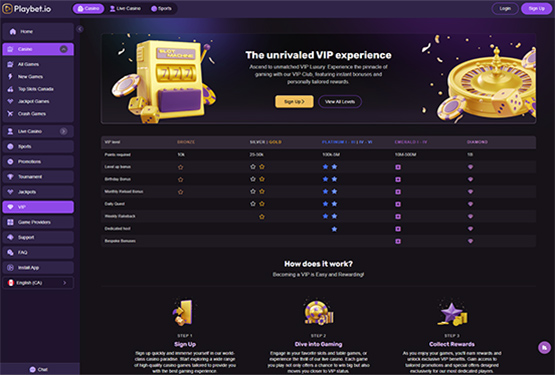 Playbet.io Casino - VIP Levels