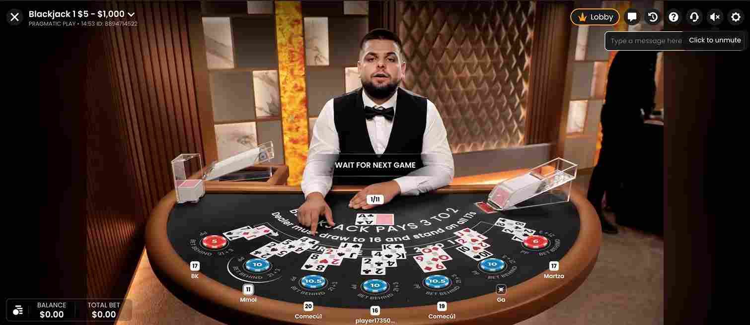 Jeux de Blackjack en direct au casino Playbet.io