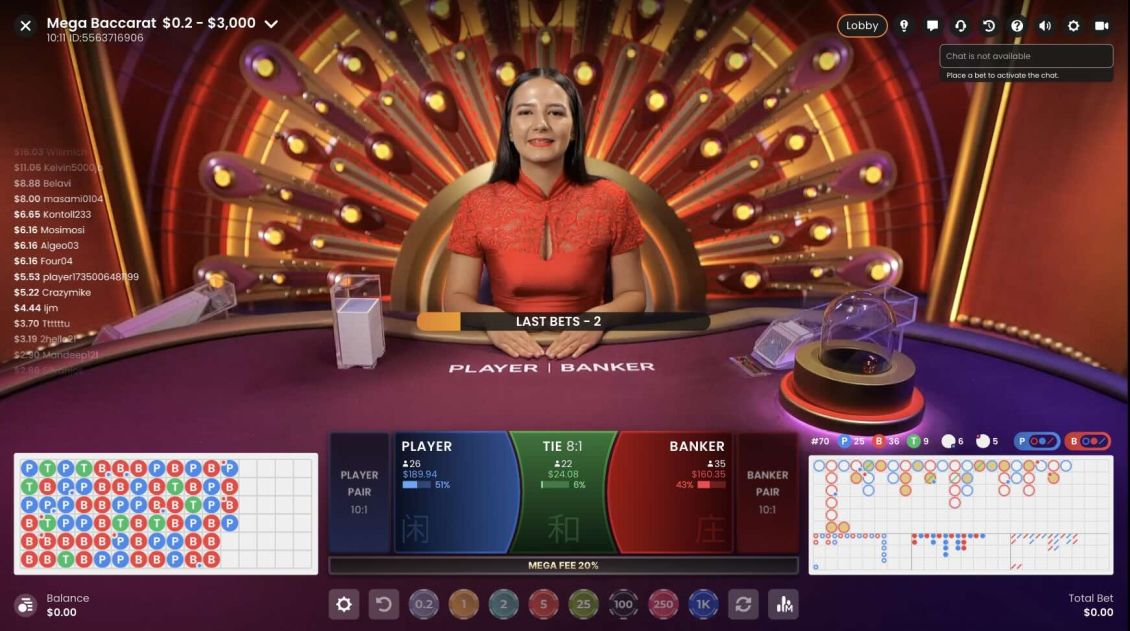 Live Baccarat games at PlayBet Casino