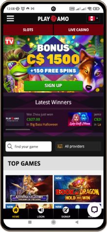 Mobile screenshot of the Playamo Casino main page