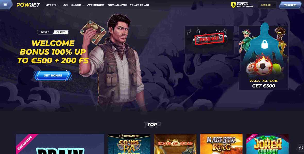 Powbet casino main page