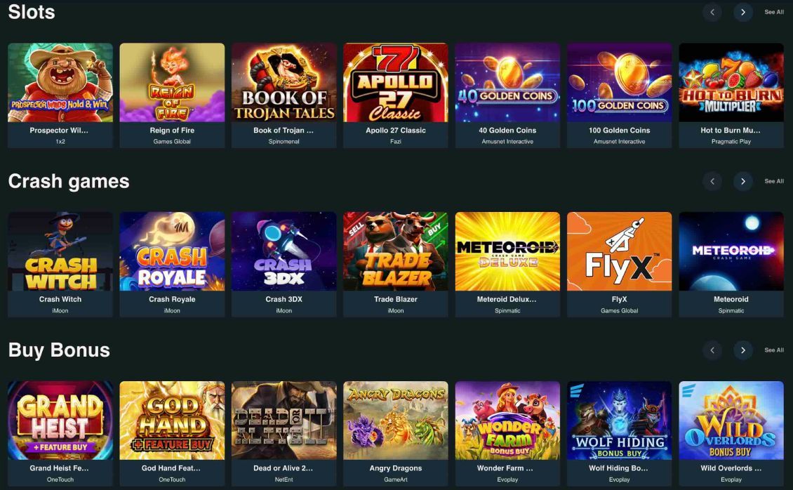 List of available games at PrimeBetz Casino