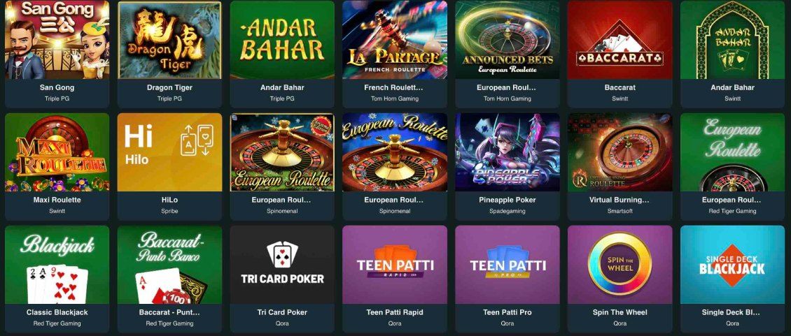 List of table games at PrimeBetz Casino