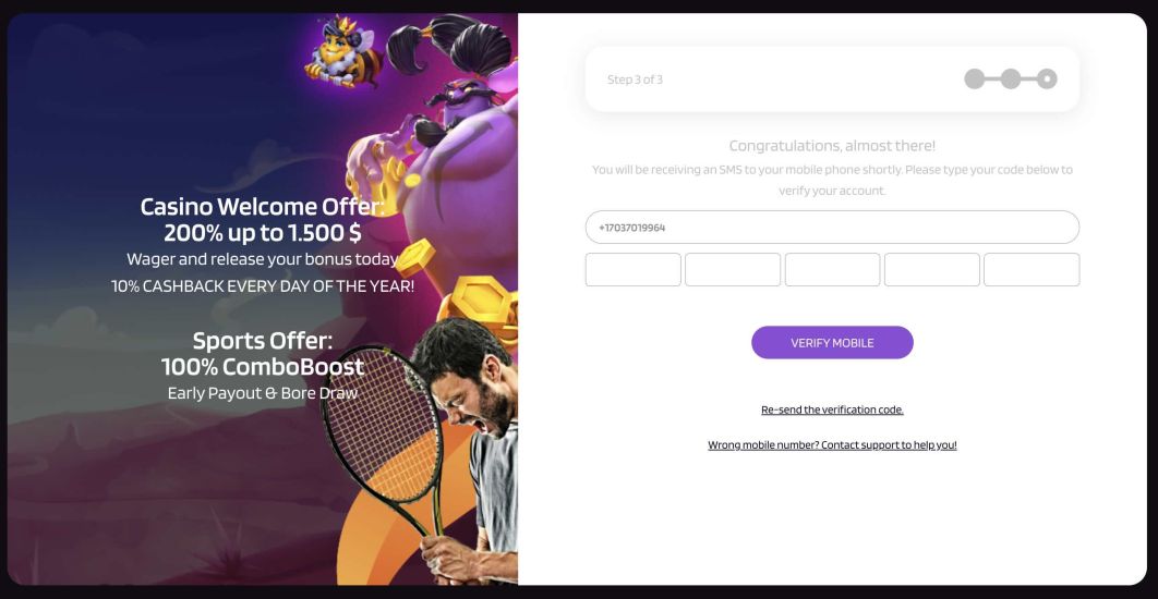 Screenshot of Punterz Casino registration process - step 4