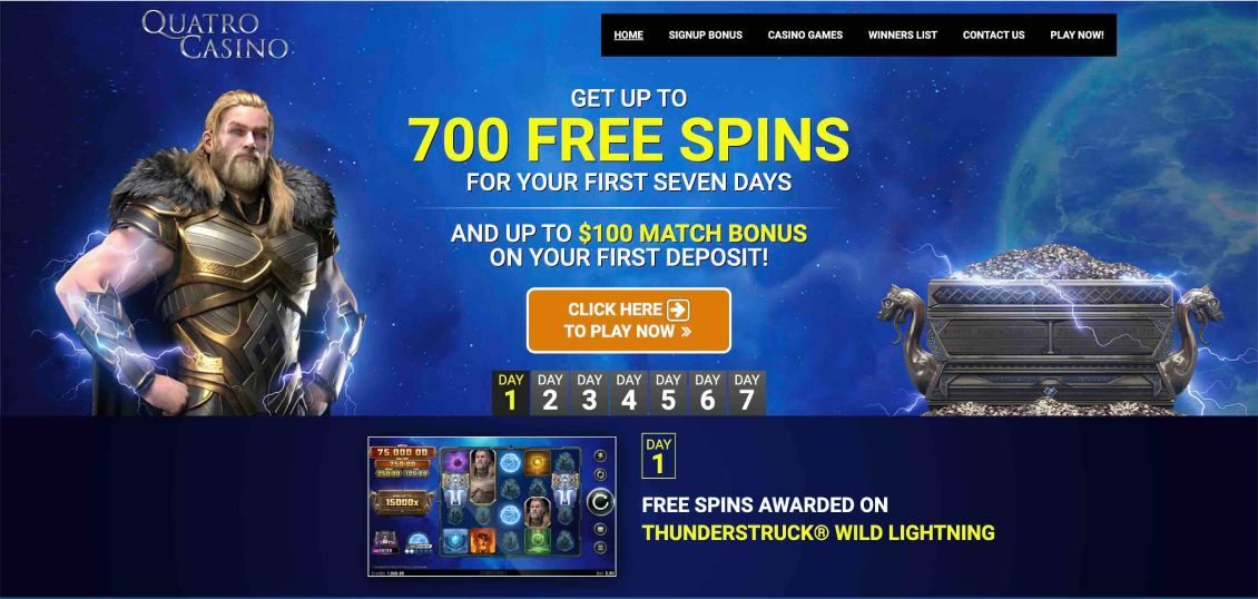 Image of Quatro Casino main page