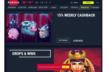 Rabona casino promotions page