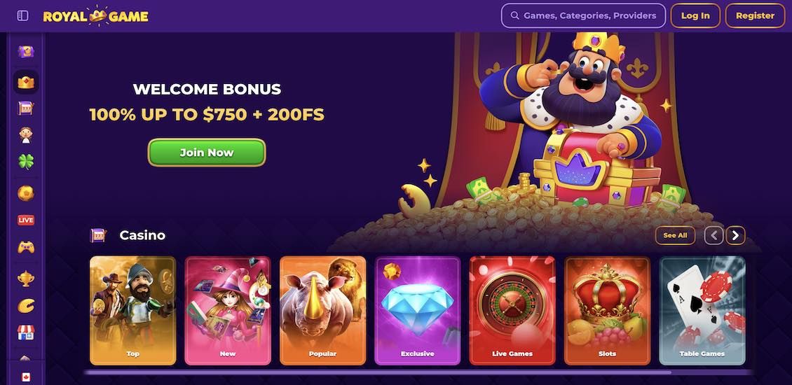 RoyalGame casino main page