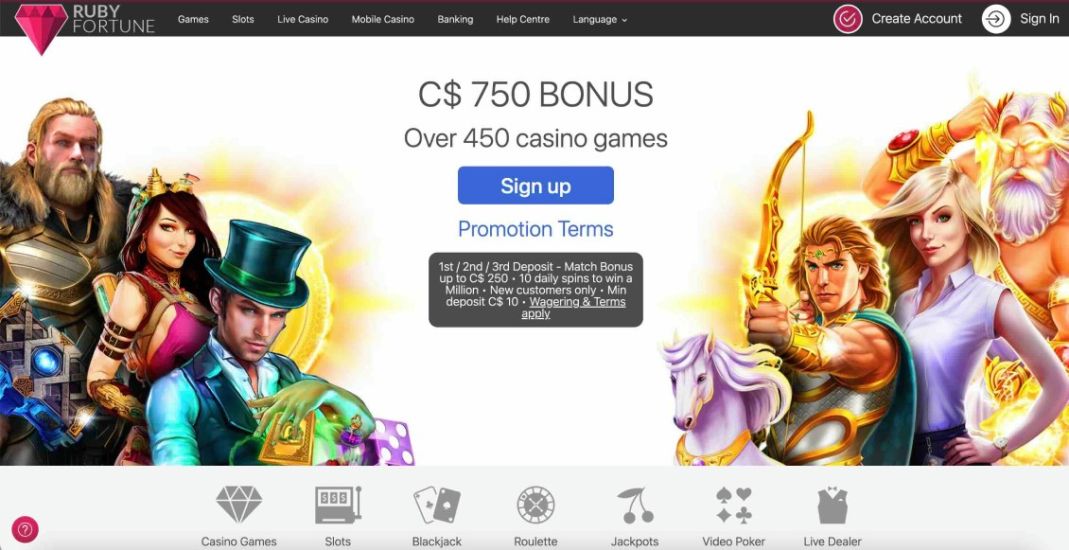 Image of promotion page of Ruby Fortune Casino