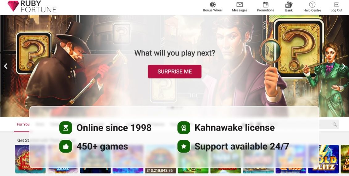 Image highlighting basic information about Ruby Fortune Casino