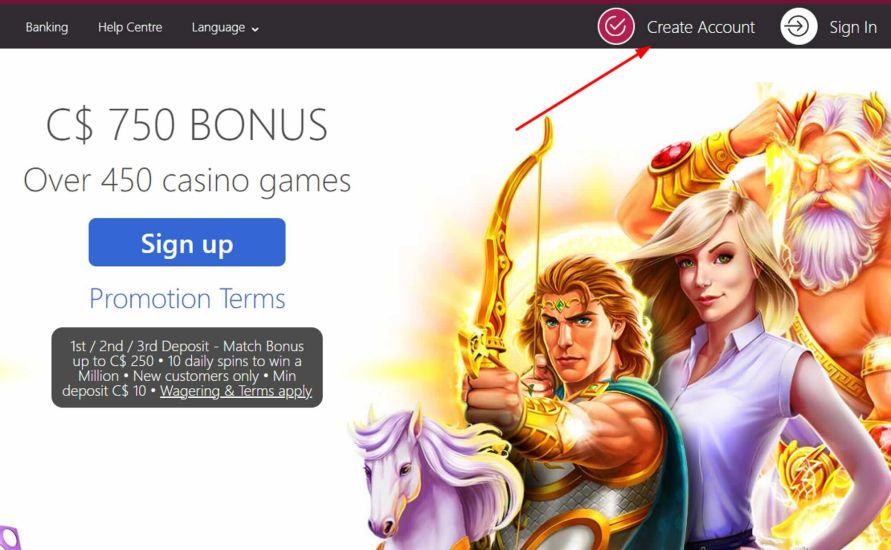 Screenshot of Ruby Fortune Casino registration process - step 1
