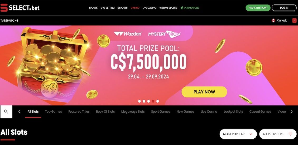 Main page of SelectBet Casino