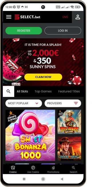 SelectBet Casino on mobile phone screen