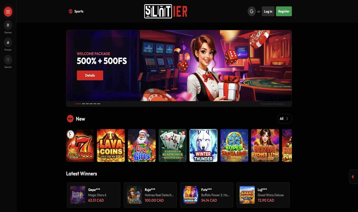 Slotier casino main page