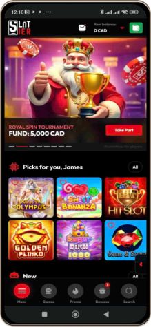 Mobile screenshot of the Slotier Casino main page