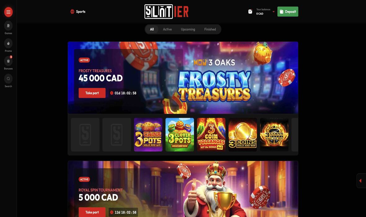 Slotier casino tournament page