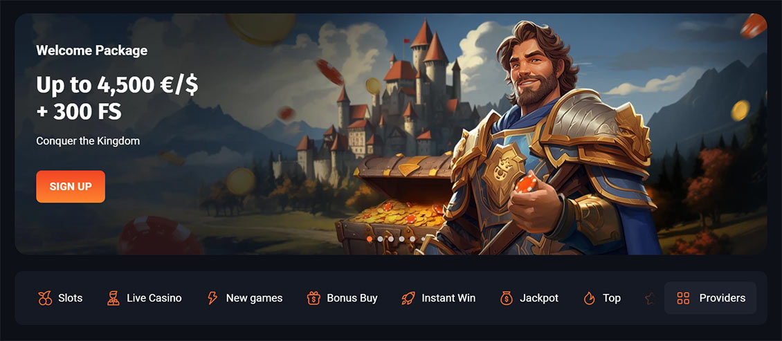 Main Page of Slotlords Casino Site