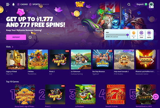Page principale du casino SlotOwl