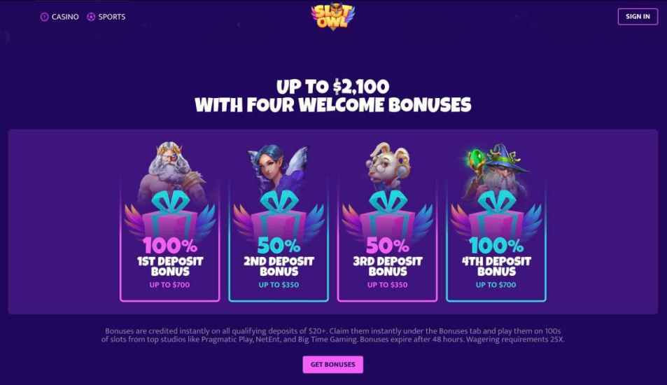 Image of promotion page of SlotOwl Casino