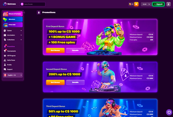 Slotrave Casino Promotions Page