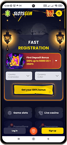 Mobile screenshot of Slotsgem Casino main page