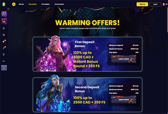 Slotsgem casino promotions page
