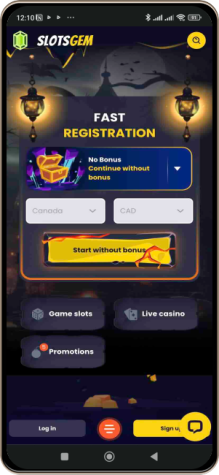 Mobile screenshot of Slotsgem Casino main page