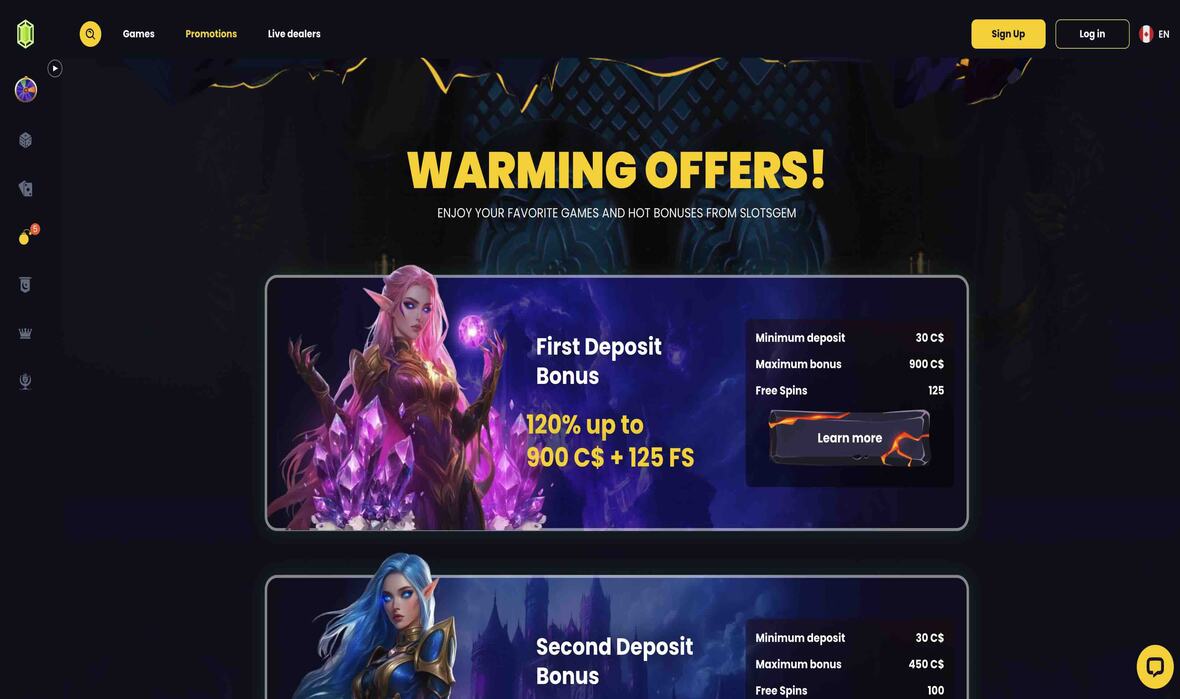 Slotsgem casino promotions page