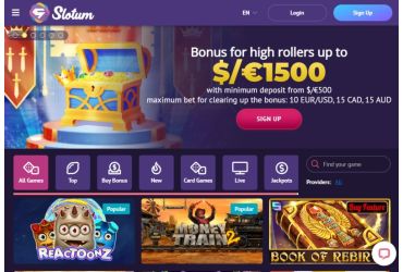 Slotum casino - main page