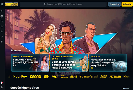 Page principale du casino Snatch