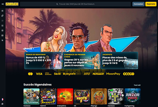 Page principale du casino Snatch