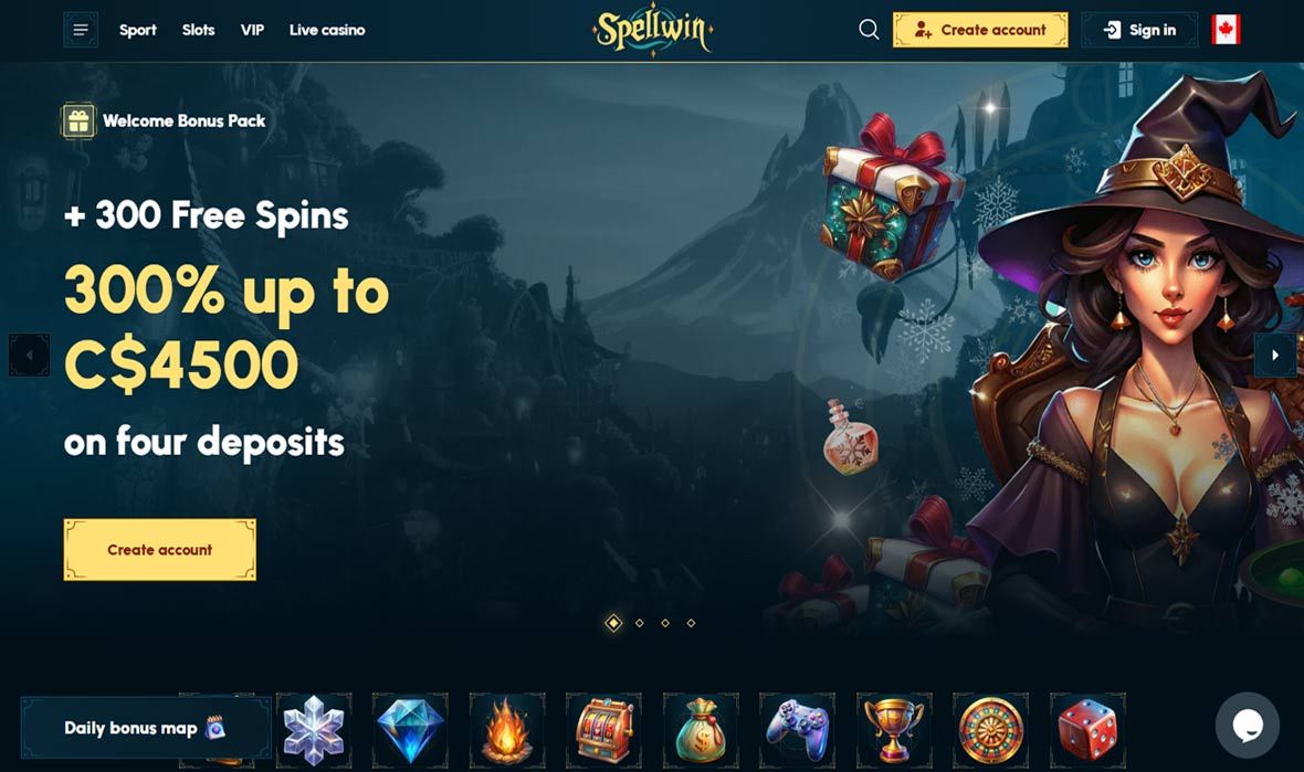 SpellWin Casino main page