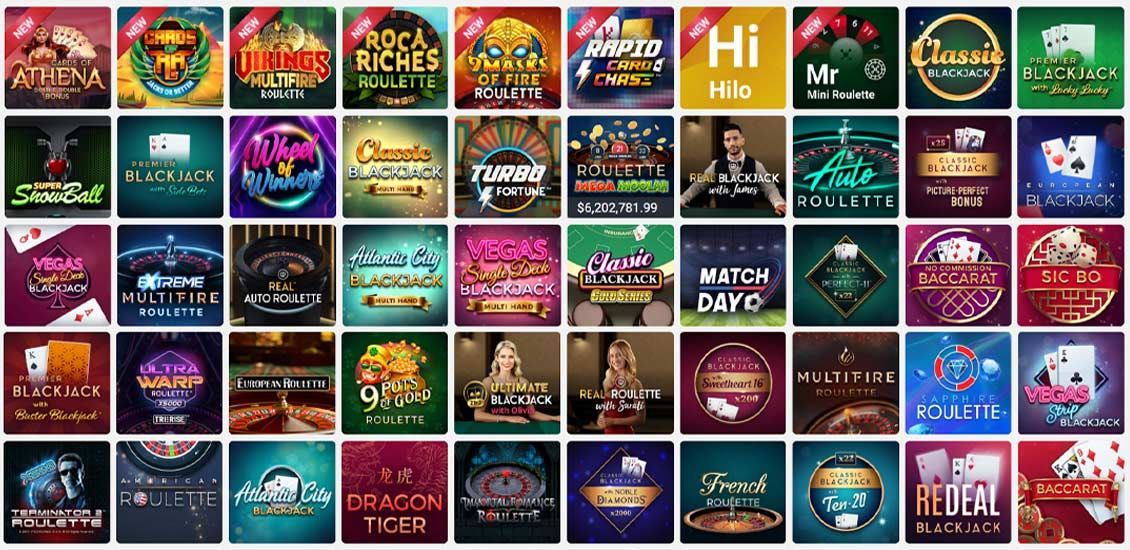 List of table games at Spin casino