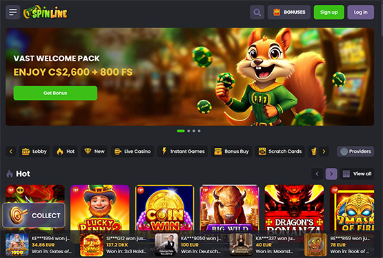 Spinline casino main page