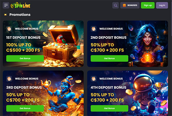 Spinline casino promotions page