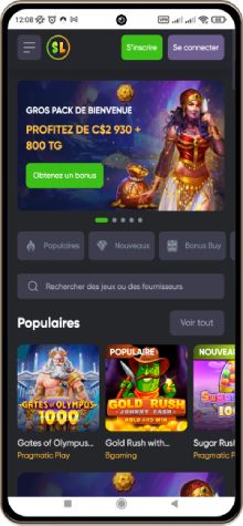 Capture d'écran de la page principale de Spinline Casino sur mobile