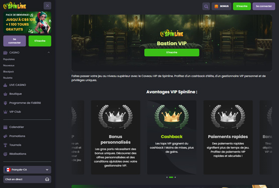 Spinline casino vip page de programmation