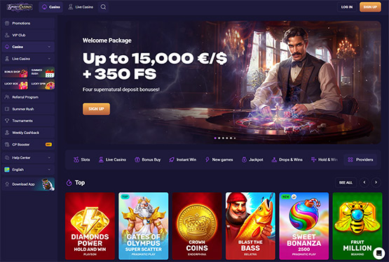 Spirit casino main page