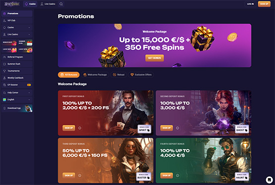 Spirit casino promotions page
