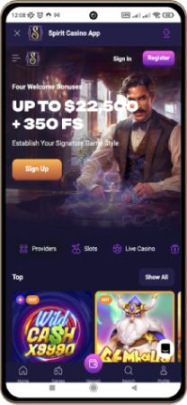 Mobile screenshot of the Spirit Casino main page