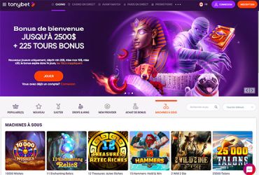 TonyBet casino - page d'accueil
