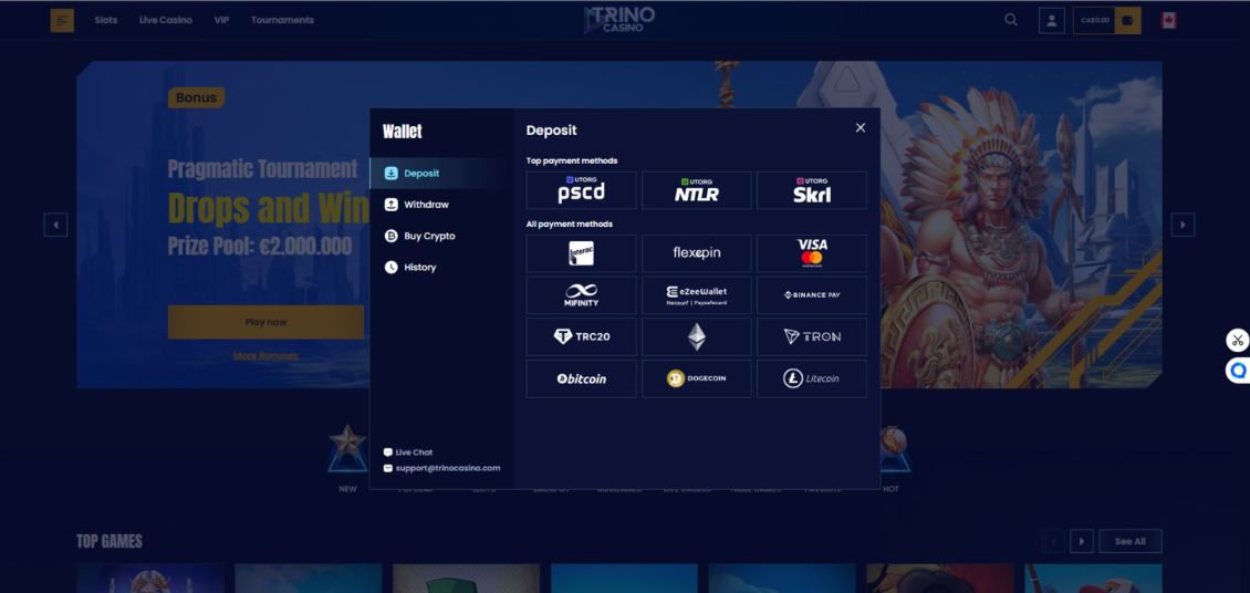 Screenshot of Trino Casino registration process - step 4